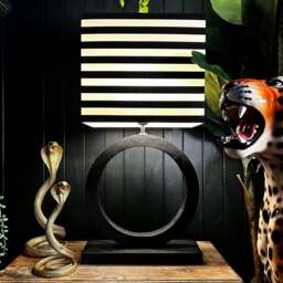 Rackhams Circus Stripe Black and White Rectangular Lampshades - 30cm Diameter x 15cm Depth x 25cm Height (12” x 6” x 10”) - thumbnail 2