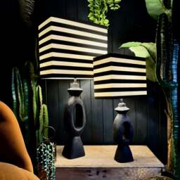 Rackhams Circus Stripe Black and White Rectangular Lampshades - 30cm Diameter x 15cm Depth x 25cm Height (12” x 6” x 10”) - thumbnail 1