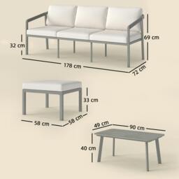 Rackhams 3 Piece Garden Dining Set, Outdoor Patio Furniture, Grey - Not applicable - 178.0 cm - Metal, Polyester, Sponge, PP Cotton - thumbnail 3