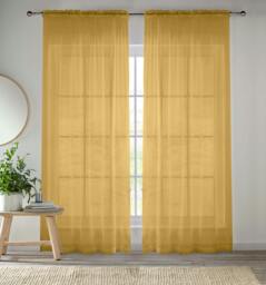 "Rackhams Plain Sheer Voile Panel Curtains Panel - Pair with Rod Pocket Header - Black - 55"" (140cm) Width x 54"" (137cm) Drop" - thumbnail 6