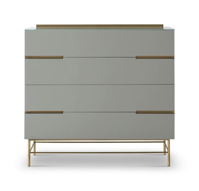 Rackhams Alberto Wide Chests Of Drawers - Grey - Brushed Brass - 4 - image 1
