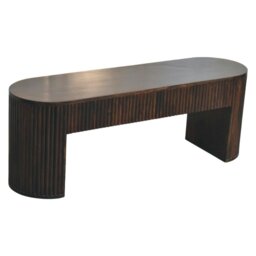 Rackhams Solid Wood Velvet Mocha Fluted Bench - thumbnail 6