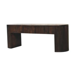 Rackhams Solid Wood Velvet Mocha Fluted Bench - thumbnail 2