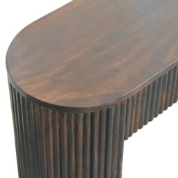 Rackhams Solid Wood Velvet Mocha Fluted Bench - thumbnail 4