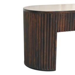 Rackhams Solid Wood Velvet Mocha Fluted Bench - thumbnail 5
