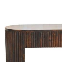 Rackhams Solid Wood Velvet Mocha Fluted Bench - thumbnail 3