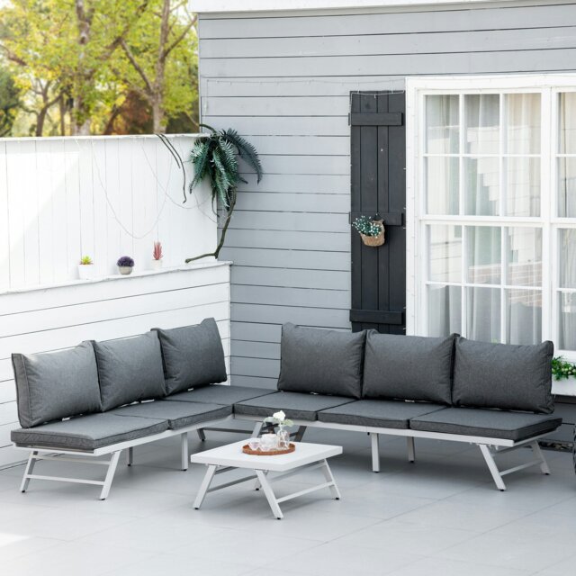 Rackhams 3 Pcs Garden Seating Set w/ Sofa Lounge Table Outdoor Patio Furniture - image 1