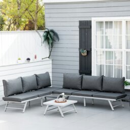 Rackhams 3 Pcs Garden Seating Set w/ Sofa Lounge Table Outdoor Patio Furniture