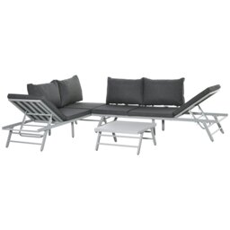 Rackhams 3 Pcs Garden Seating Set w/ Sofa Lounge Table Outdoor Patio Furniture - thumbnail 2
