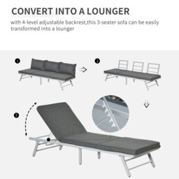 Rackhams 3 Pcs Garden Seating Set w/ Sofa Lounge Table Outdoor Patio Furniture - thumbnail 4
