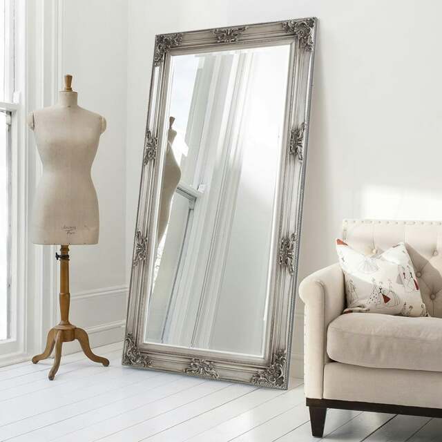 Rackhams Calcott Full Length Leaner Wall Mirror Antique Silver - 172.5cm x 92cm - Silver - image 1