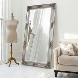 Rackhams Calcott Full Length Leaner Wall Mirror Antique Silver - 172.5cm x 92cm - Silver