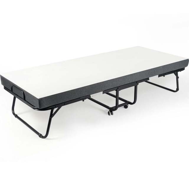 Rackhams Folding Single Guest Bed Padded Foam Metal Frame Fold Up Sleeper for Home Outdoor - Metal - Black - image 1
