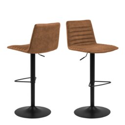 Rackhams Kimmy Bar Stool with  Brown Fabric in Set of 2 - 1