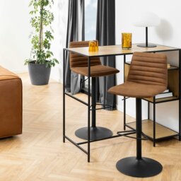 Rackhams Kimmy Bar Stool with  Brown Fabric in Set of 2 - 1 - thumbnail 4