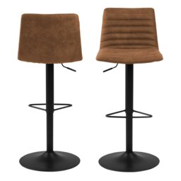 Rackhams Kimmy Bar Stool with  Brown Fabric in Set of 2 - 1 - thumbnail 2
