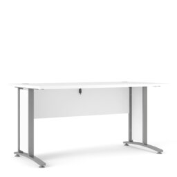 Rackhams Prima Desk 150 cm in White with Silver grey steel legs - White & Grey - 80.1 - 75.2