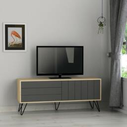 "Rackhams Picadilly Modern TV Unit Multimedia Centre Storage Cabinet 139cm for 55"" TV - Anthracite" - thumbnail 1