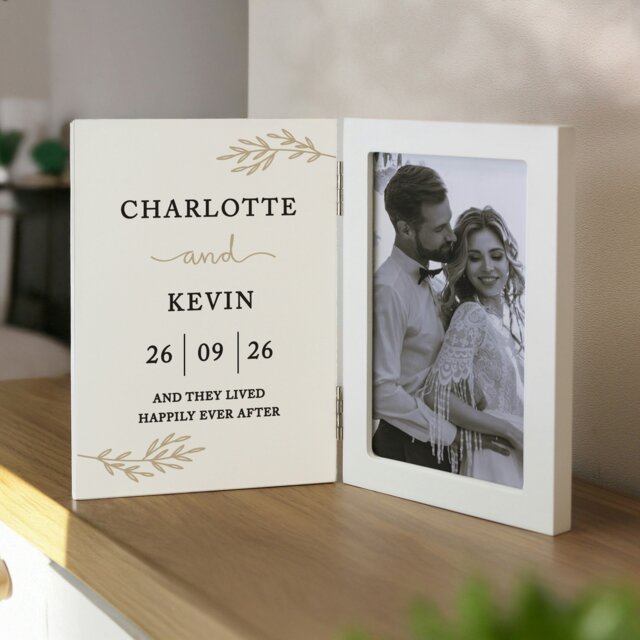 Rackhams Personalised Anniversary Wooden Hinged 6x4 Photo Frame - White - Wood - 4x6 - image 1