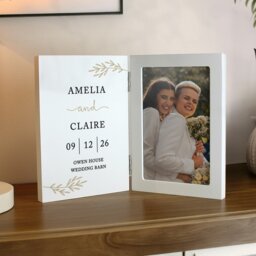 Rackhams Personalised Anniversary Wooden Hinged 6x4 Photo Frame - White - Wood - 4x6 - thumbnail 2