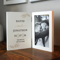 Rackhams Personalised Anniversary Wooden Hinged 6x4 Photo Frame - White - Wood - 4x6 - thumbnail 4