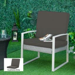 Rackhams Outdoor Seat and Back Cushion Set Replacement Cushions, Dark Grey - thumbnail 1