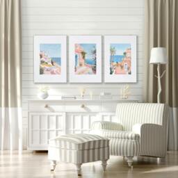 Rackhams Large Wall Pictures Living Room - Set of 3 Beach Decor Wall art Prints - 20 x 30 in / 50 x 76 cm - Matte Museum Quality Art Paper 290 gsm - Oak Frame - thumbnail 4