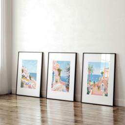 Rackhams Large Wall Pictures Living Room - Set of 3 Beach Decor Wall art Prints - 20 x 30 in / 50 x 76 cm - Matte Museum Quality Art Paper 290 gsm - Oak Frame - thumbnail 2