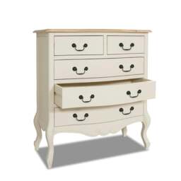 Rackhams Juliette Chest of Drawers 2 Over 3 French Style Chest - Champagne, Cream - thumbnail 5