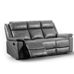 Rackhams Toronto Reclining Leather-Like Sofa Suite Black or Grey - Grey - thumbnail 5