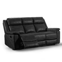 Rackhams Toronto Reclining Leather-Like Sofa Suite Black or Grey - Grey - thumbnail 3