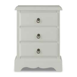 Rackhams Romance 3 Drawer Bedside Table. French Style Nightstand - Oatmeal, Cream - thumbnail 2