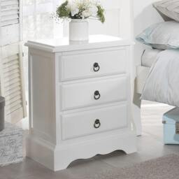 Rackhams Romance 3 Drawer Bedside Table. French Style Nightstand - Oatmeal, Cream - thumbnail 4