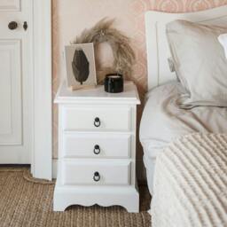 Rackhams Romance 3 Drawer Bedside Table. French Style Nightstand - Oatmeal, Cream - thumbnail 5