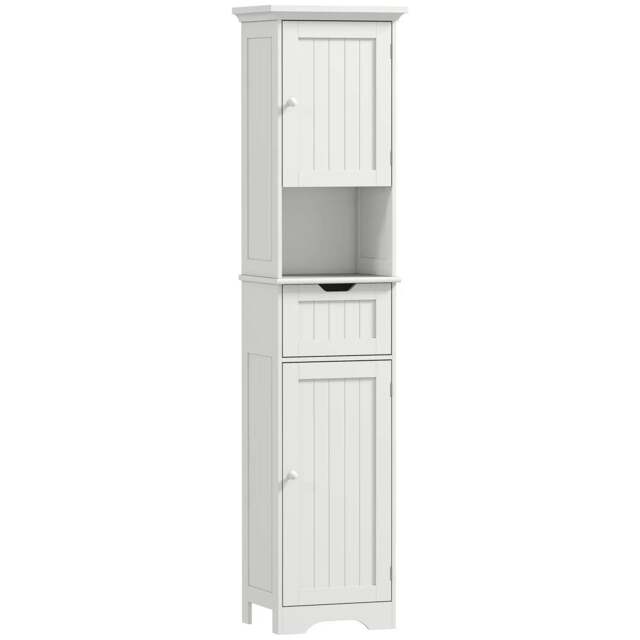 Rackhams Slim Bathroom Storage Cabinet, with Sensor Lights - White