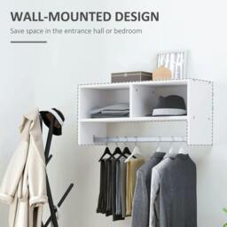 Rackhams Wall Mounted Coat Hanger Hooks Rack Stand Hallway Coat Rack Rail & Storage Shelf Hanging Coat Organizer (White) - thumbnail 5