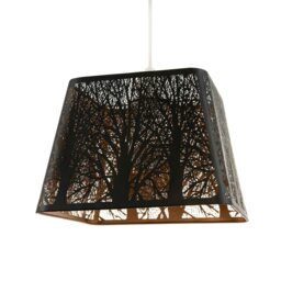 Rackhams Matte Black Tree Forest Pendant Lighting Shade with Satin Gold Inner - thumbnail 2