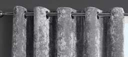 "Rackhams Luxury Crushed Velvet Fully Lined Eyelet Curtains - Silver - 66 x 54""" - thumbnail 2