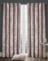 "Rackhams Luxury Crushed Velvet Fully Lined Eyelet Curtains - Silver - 66 x 54""" - thumbnail 4