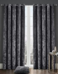 "Rackhams Luxury Crushed Velvet Fully Lined Eyelet Curtains - Silver - 66 x 54""" - thumbnail 5