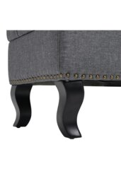 Rackhams Linen Button Tufted Footstool Bed End Bench with Nailhead Trim - Grey - thumbnail 5