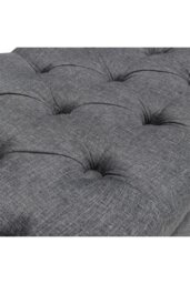 Rackhams Linen Button Tufted Footstool Bed End Bench with Nailhead Trim - Grey - thumbnail 6