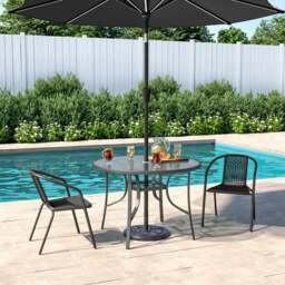 Rackhams 2 Person Patio Garden Dining Set with Solar LED Umbrella - thumbnail 2