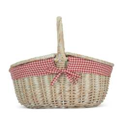Rackhams Whitewash Finish Oval Wicker Shopping Basket - Blue - thumbnail 4