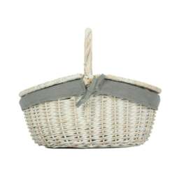 Rackhams Whitewash Finish Oval Wicker Shopping Basket - Blue - thumbnail 6