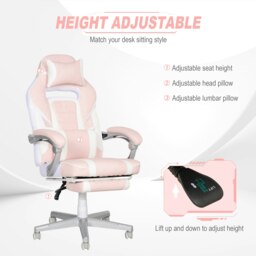 Rackhams PU Leather Gaming Chair with Footrest 150 Degree Reclining Back - thumbnail 3