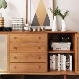 Rackhams Evadne Rattan Sideboard with 2 Doors and 4 Drawers, Pine Wood - thumbnail 5