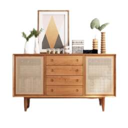 Rackhams Evadne Rattan Sideboard with 2 Doors and 4 Drawers, Pine Wood - thumbnail 3