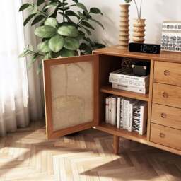 Rackhams Evadne Rattan Sideboard with 2 Doors and 4 Drawers, Pine Wood - thumbnail 4