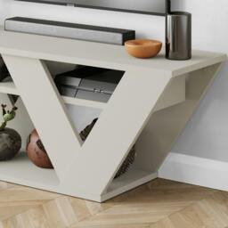 "Rackhams Pipralla Modern TV Stand Unit with Shelves for Up to 43"" TVs 110cm - White" - thumbnail 5